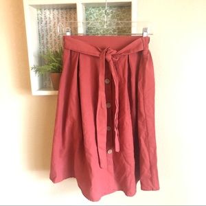 See You Monday Button Front Knee Length Skirt Large